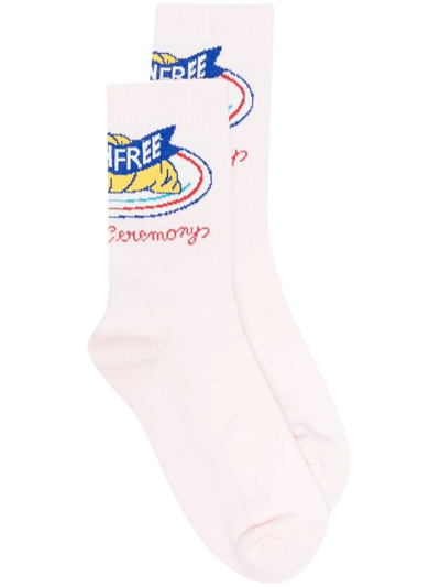 Opening Ceremony Croissant-knit Cotton Socks In Pink