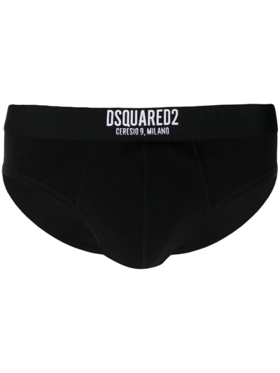 Dsquared2 Logo裤腰棉三角内裤 In Black