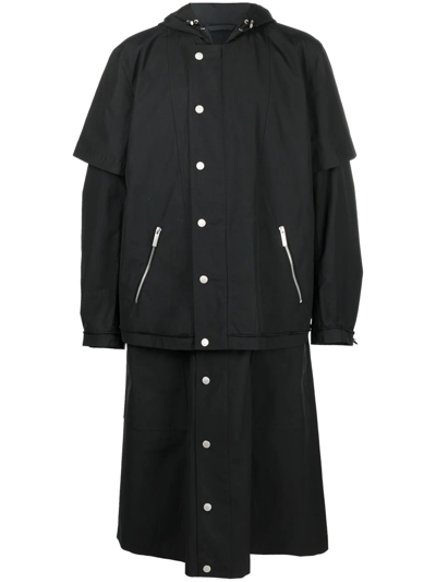 44 Label Group Single-breasted Trench Coat In Black