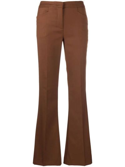 Blanca Vita Pressed-crease Flared Trousers In Brown
