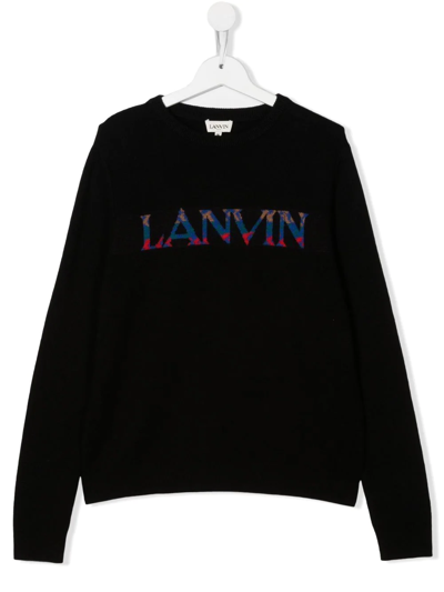 Lanvin Enfant Teen Intarsia-logo Jumper In Black