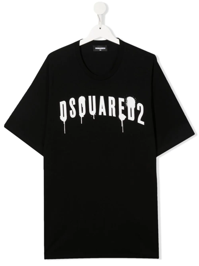 Dsquared2 Teen Graffiti-print Logo T-shirt In Black