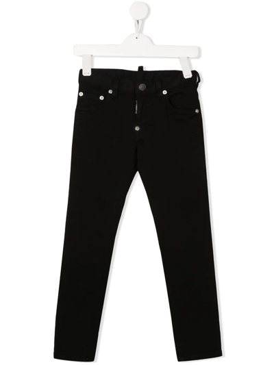 Dsquared2 Kids' Slim Jeans With Application In Black