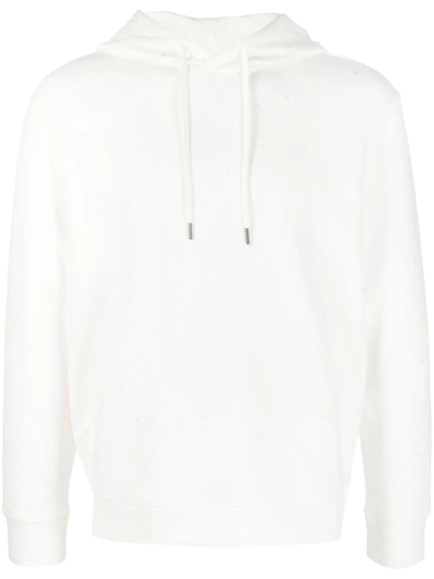 Pre-owned Emporio Armani Logo-embroidered Hoodie In White
