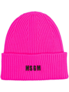 MSGM EMBROIDERED-LOGO KNIT BEANIE