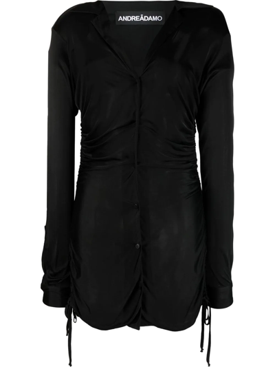 Andreädamo Gather-detail Shirt Dress In Black