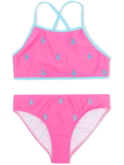 Ralph Lauren Teen Logo Embroidered Bikini In Pink