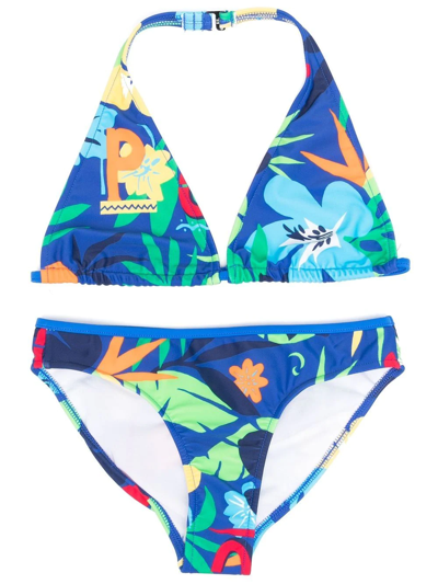 Ralph Lauren Kids' Floral-print Bikini Set In Blue