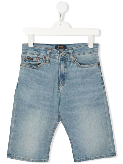 Ralph Lauren Teen Logo Patch Denim Shorts In Blue