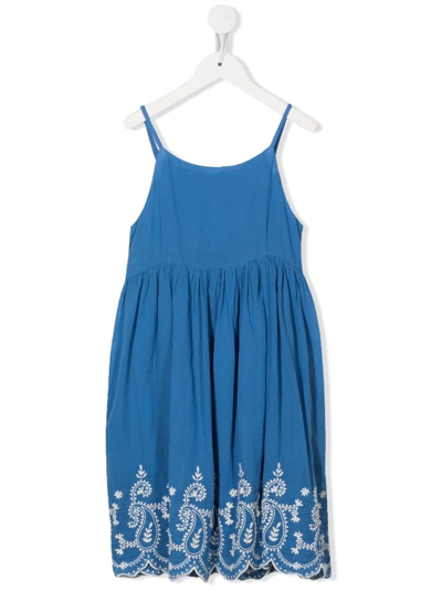 Ralph Lauren Kids' Paisley-print Cotton Midi Dress In Blue