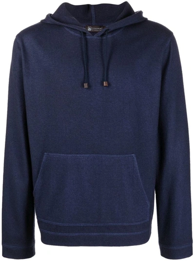 Colombo Cashmere Long-sleeve Hoodie In Azul