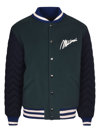 Missoni Brand-embroidered Striped-trim Relaxed-fit Wool-blend Jacket In Dark Green