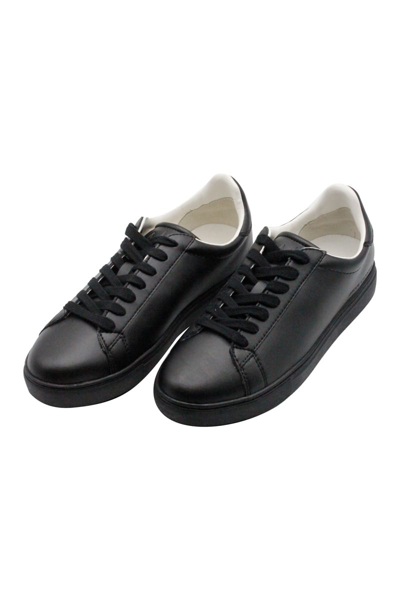 Armani Collezioni Light Sneaker In Leather With Black Bottom And Lace-up Closure