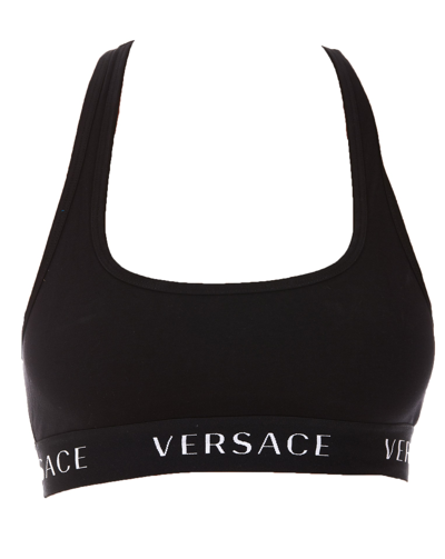 Versace Logo Band Racerback Sports Bra In White