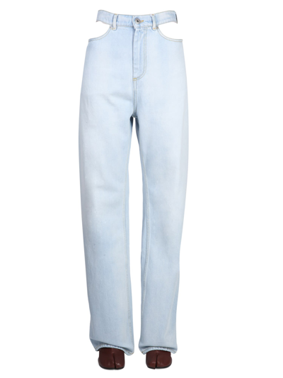 Maison Margiela Cut-out Wide Leg Jeans In Blue