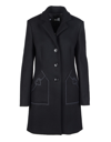 Love Moschino Topstitched Wool-blend Felt Coat In Black
