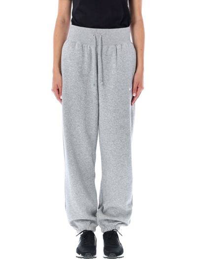 Nike Logo Embroidered Drawstring Trousers In Grey