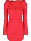 ALEX PERRY HOLLIS RUCHED LONG-SLEEVE DRESS