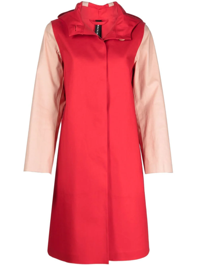 Mackintosh Watten Colour-block Hooded Raincoat In Red