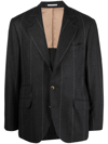Brunello Cucinelli Pinstripe-print Single-breasted Blazer In Grey