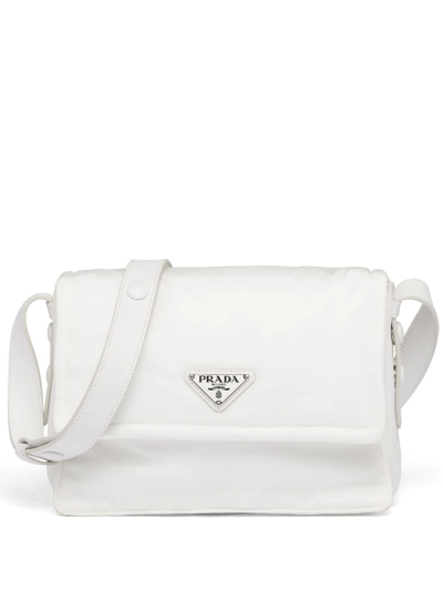 Prada Small Padded Re-nylon Shoulder Bag In White
