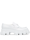 Prada Monolith Logo-plaque Loafers In White