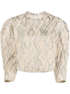 IRO YEPA PUFF-SLEEVE METALLIC-JACQUARD BLOUSE