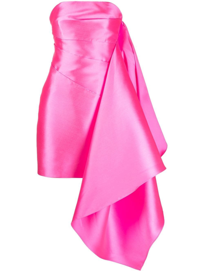 Solace London Elia Strapless Duchesse-satin Mini Dress In Pink