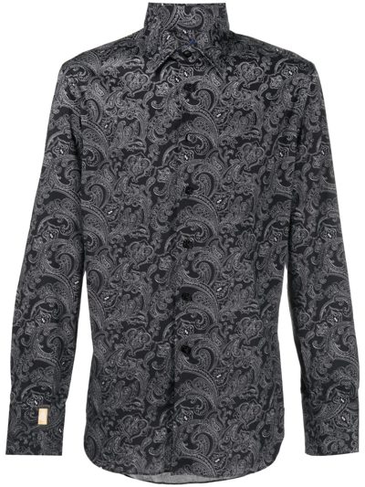 Billionaire Paisley-print Long-sleeve Shirt In Black