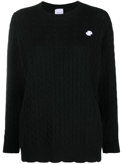 Patou Logo-motif Cable-knit Jumper In Black