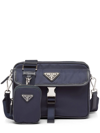 Prada Re-nylon And Saffiano Leather Shoulder Bag In F0008 Navy