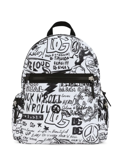 Dolce & Gabbana Kids' Branded Printed Backpack Black In Ha4ce
