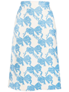 Maisie Wilen Blue & Beige Contender Mid-length Skirt In White