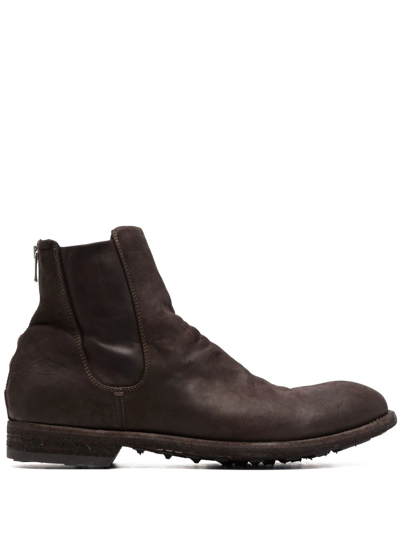 Officine Creative Zipped Leather Ankle Boots In Brown
