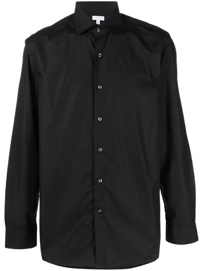 Caruso Long-sleeve Classic Cotton Shirt In Black