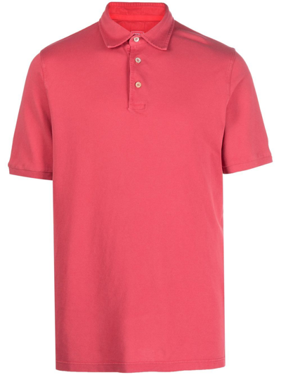 Fedeli Short-sleeved Cotton Polo Shirt In Light Red