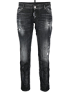 Dsquared2 Distressed Cropped Jeans In Grey