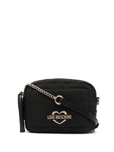 Love Moschino Logo-plaque Zip Shoulder Bag In Black