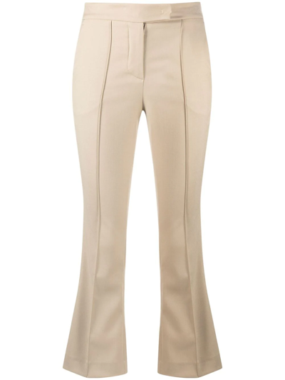 Blanca Vita Portula Pintuck-detail Cropped Trousers In Neutrals