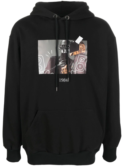 Throwback Graphic-print Cotton Hoodie In Black