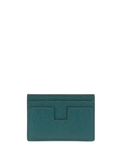 Tom Ford Pebble-leather Cardholder In Green