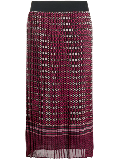 Liu •jo Pleated Abstract-print Skirt In Pink