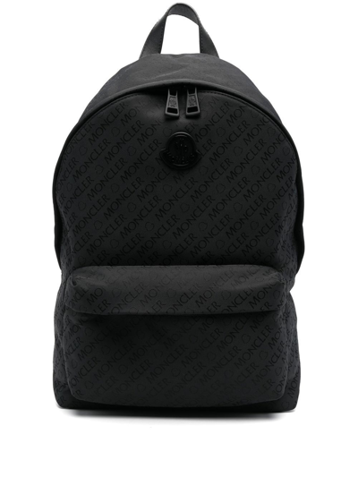 Moncler Pierrick Logo Print Backpack In Black