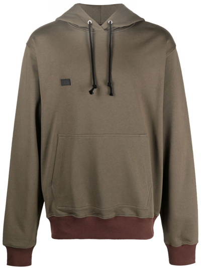 Helmut Lang Drawstring Logo-print Hoodie In Green