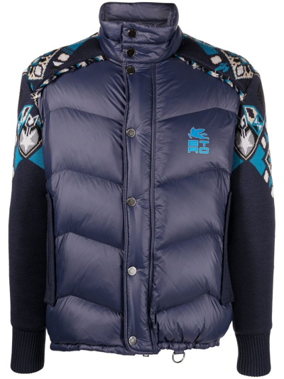 Etro Feather-down Panelled Jacket In Blue