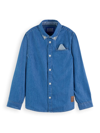 Scotch & Soda Kids' Denim Shirt Washed Indigo In Blue
