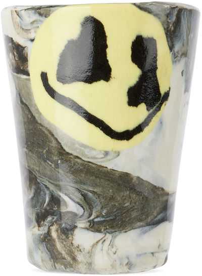 Dum Keramik Black & White One Smiley Vase In Black And White Marb