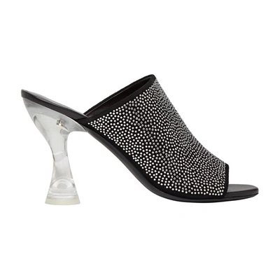 By Far Crystal-embellished Transparent Heel Sandals In Black