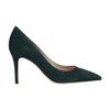 Gianvito Rossi Leather Kitten Heel Pumps With Pointed Toe In Dark Green