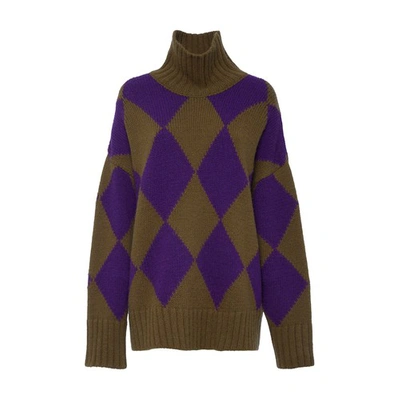 La Doublej Argyle Sweater In Green/purple